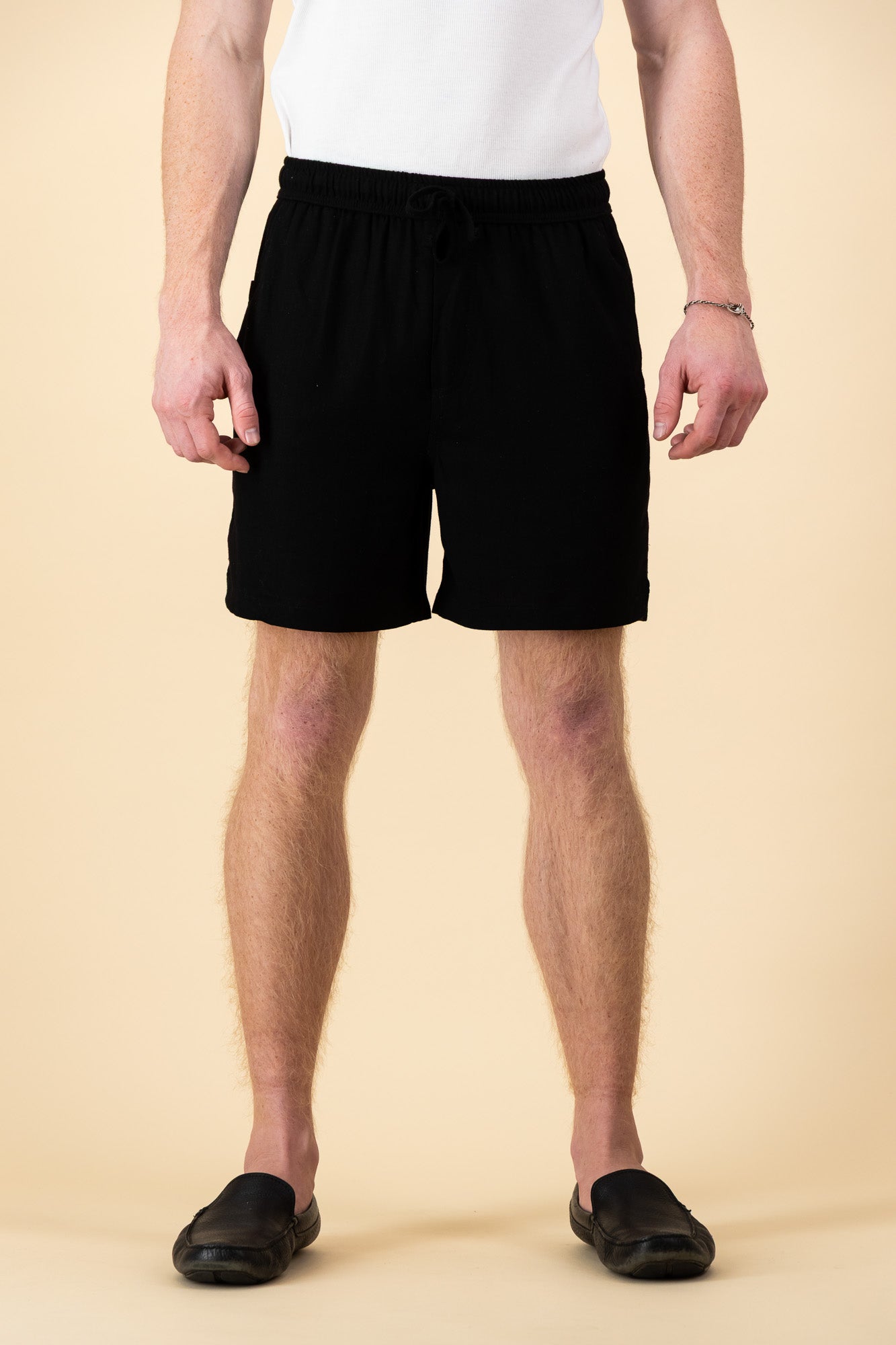 Black Linen Viscose Shorts