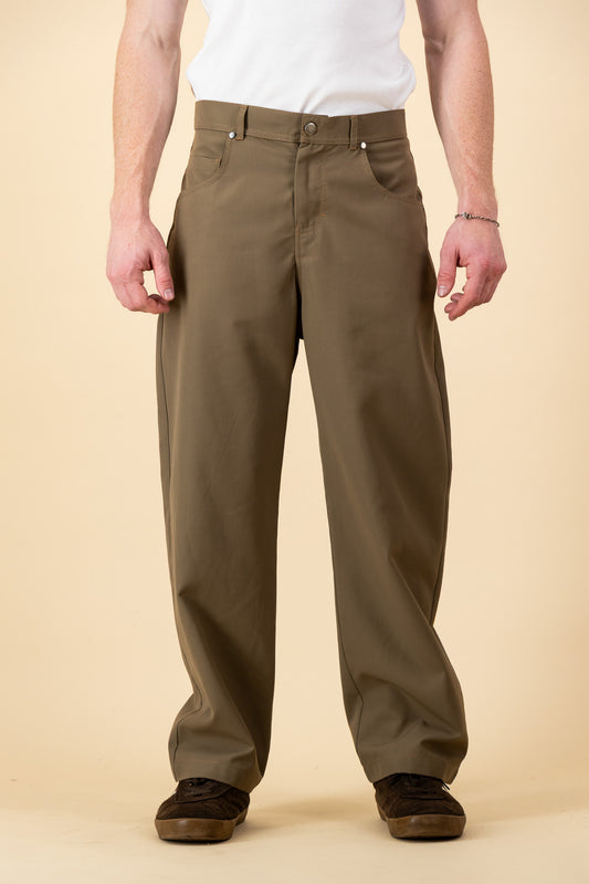 Nylon Barrel Jeans Mocha Mousse