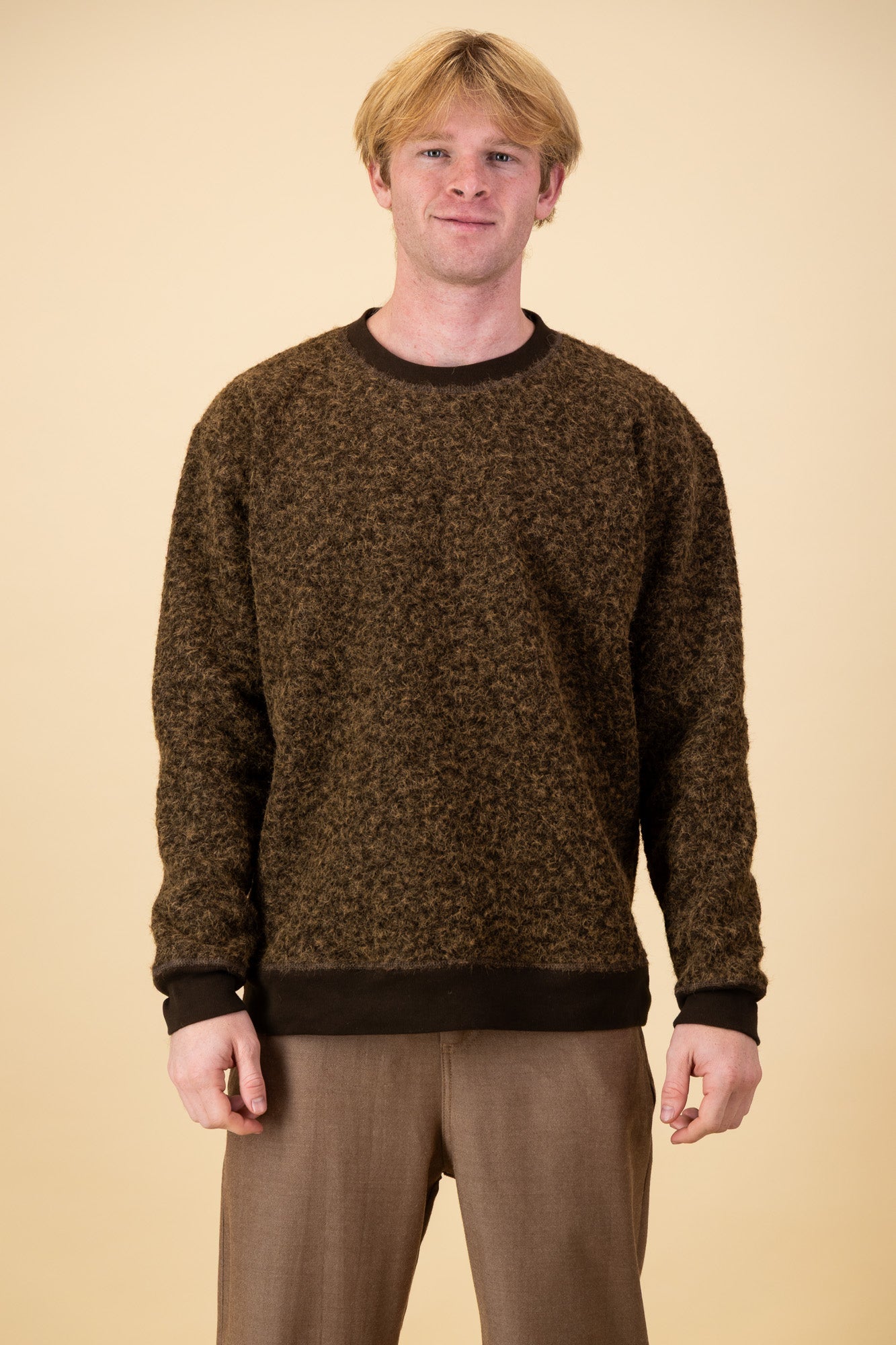Coffee Boiled Wool-look Crew Neck Sweater