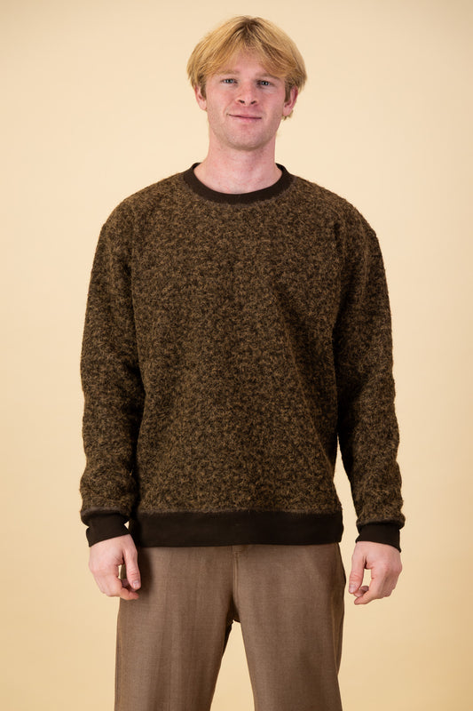 Coffee Boiled Wool-look Crew Neck Sweater