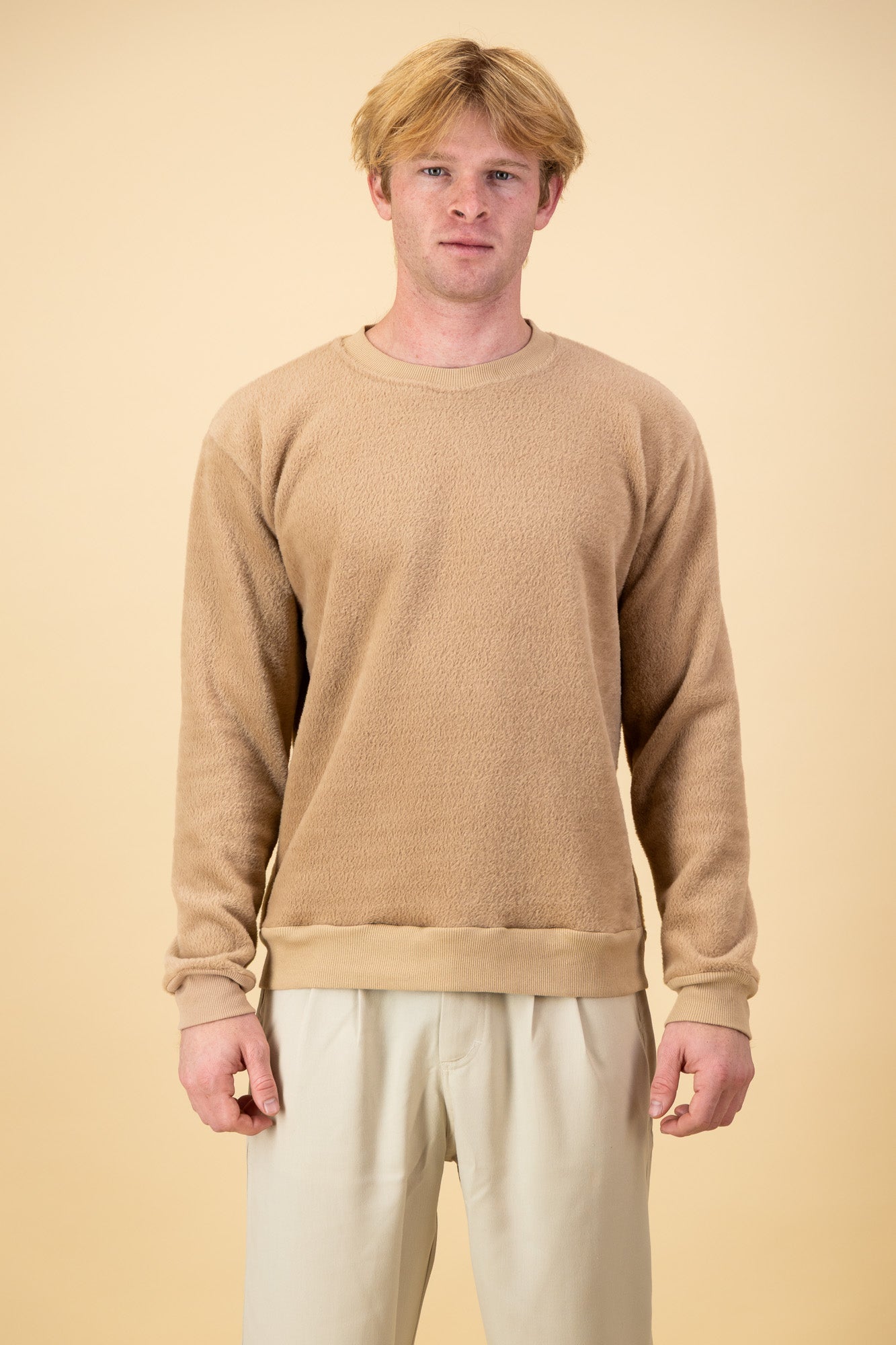 Caramel Fur Crew Neck Sweater