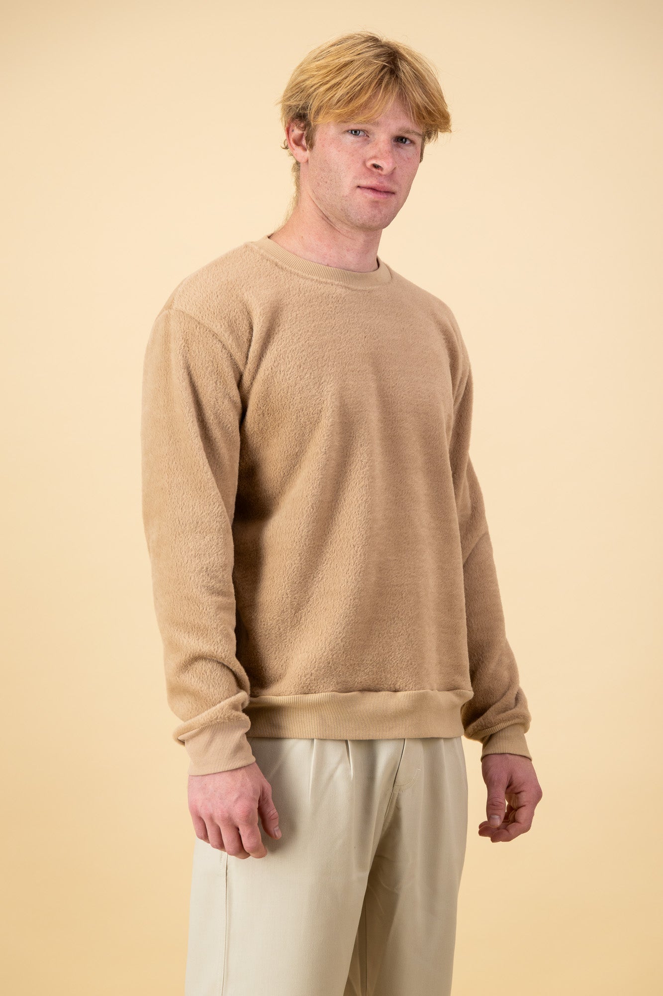 Caramel Fur Crew Neck Sweater