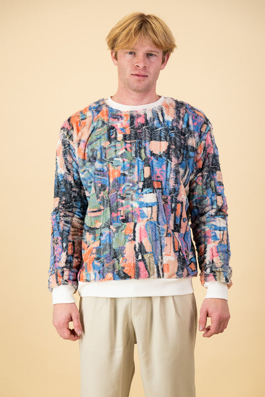 Fun Multi Fur Crew Neck Sweater
