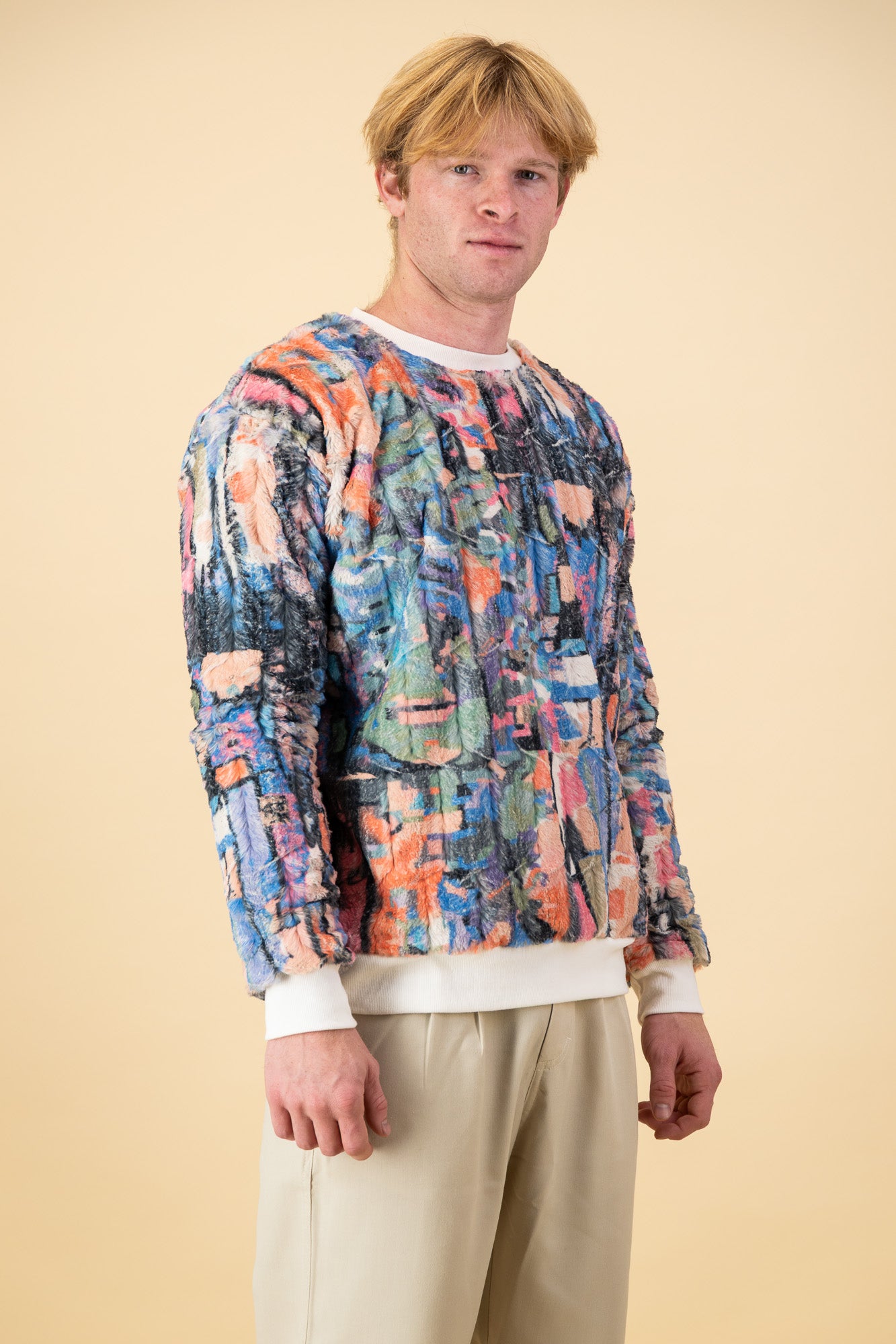 Fun Multi Fur Crew Neck Sweater