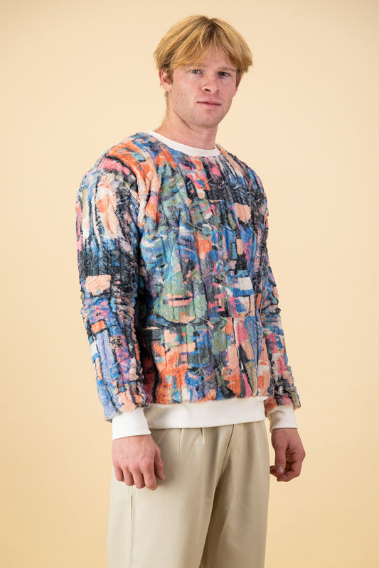 Fun Multi Fur Crew Neck Sweater