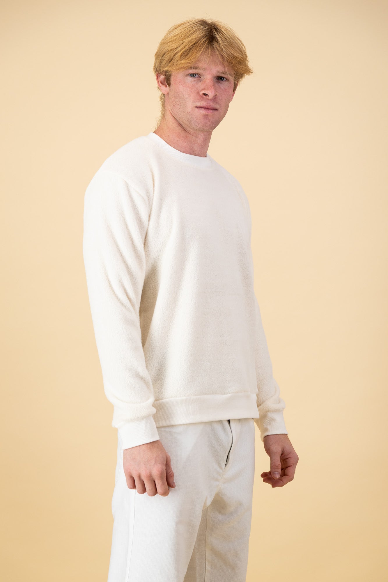 White Fur Crew Neck Sweater