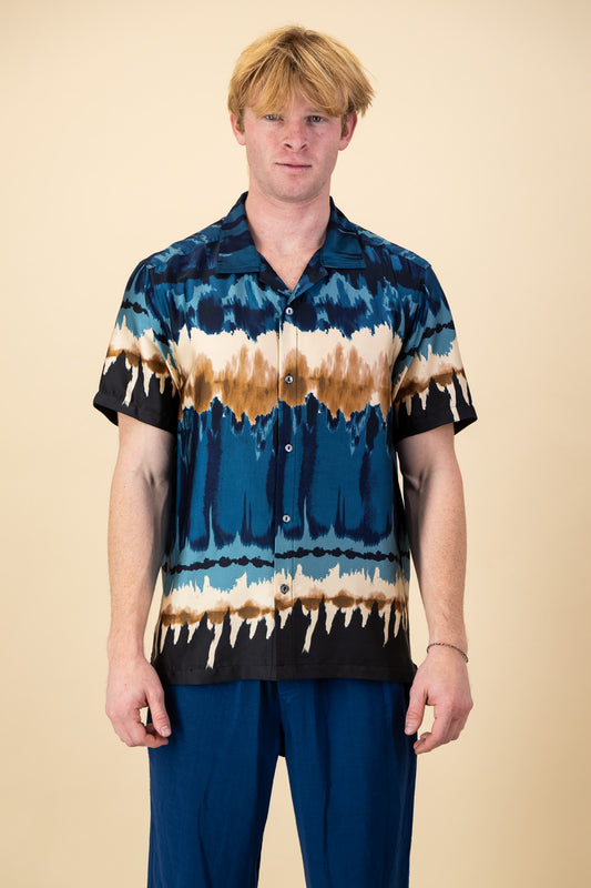 Poly Silky Shirt Beach Waves