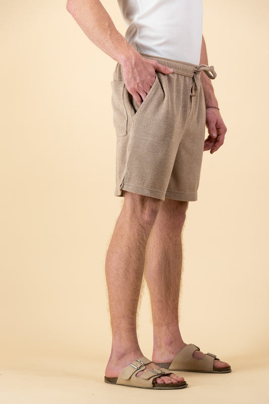 Poly Taupe Rib Shorts