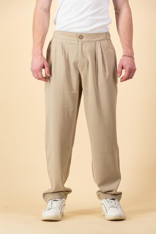 Comfort Vintage Pants Sand Poly Viscose