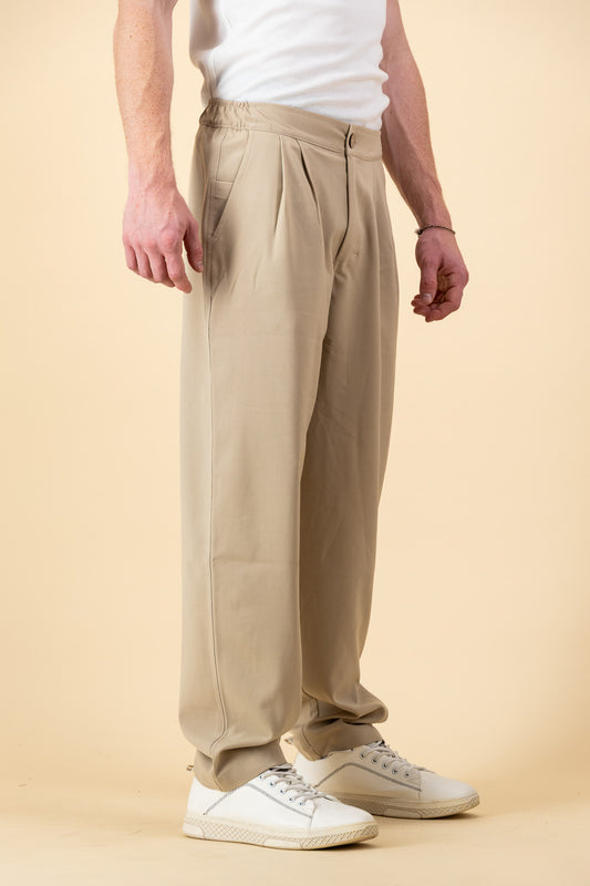 Comfort Vintage Pants Sand Poly Viscose
