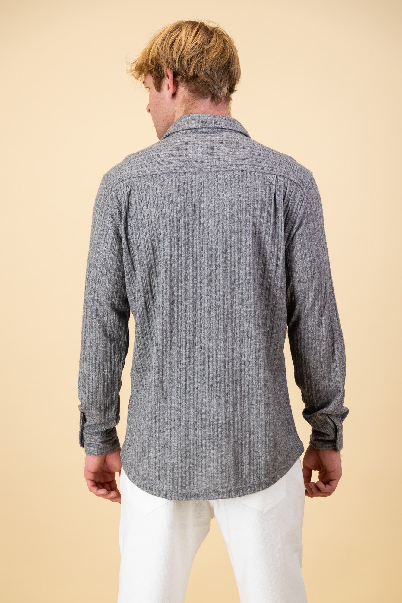 Cable Knit LS Shirt Grey