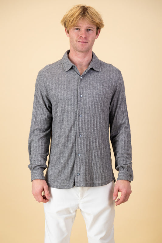 Cable Knit LS Shirt Grey