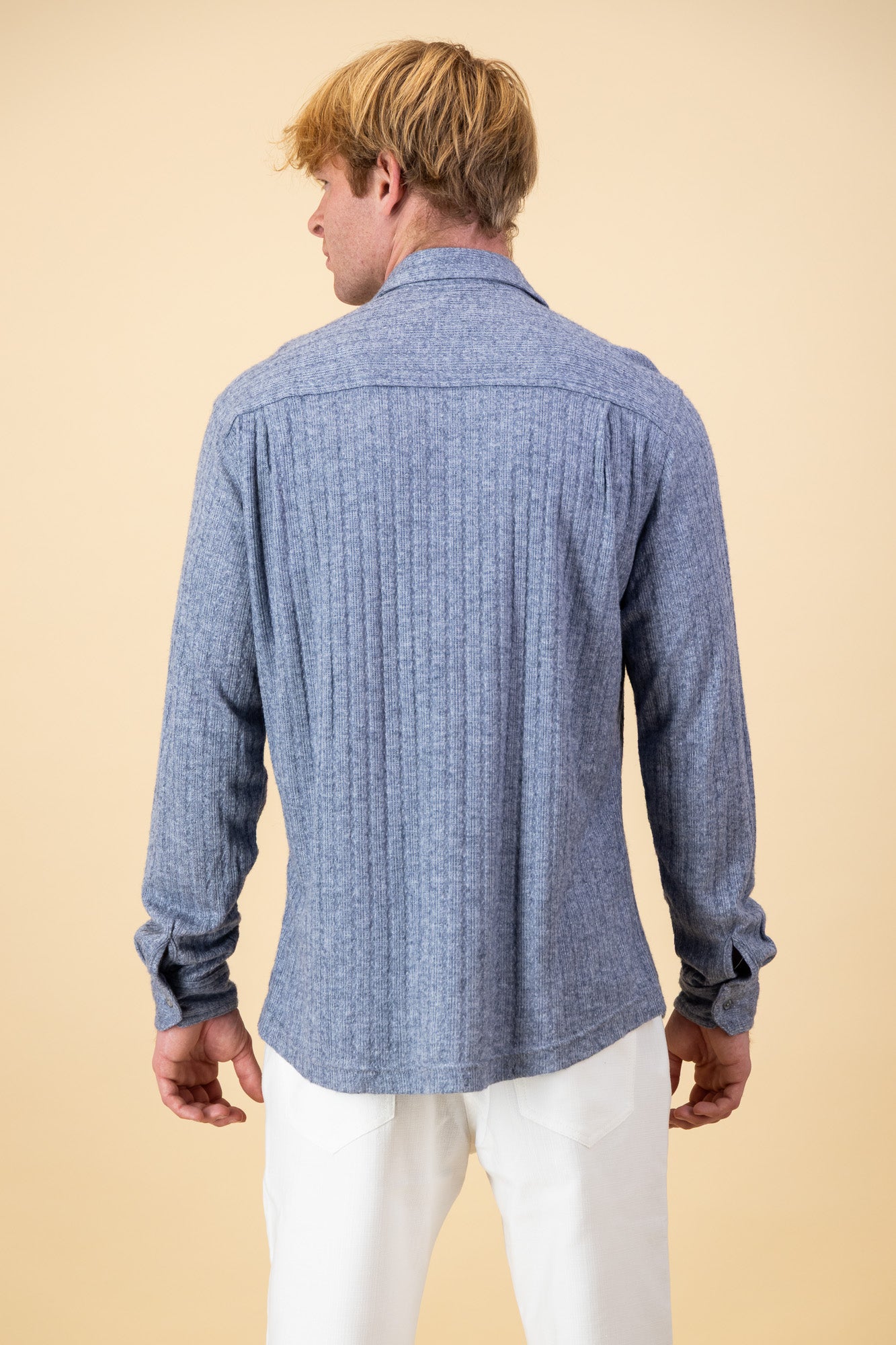 Cable Knit LS Shirt Steel Blue