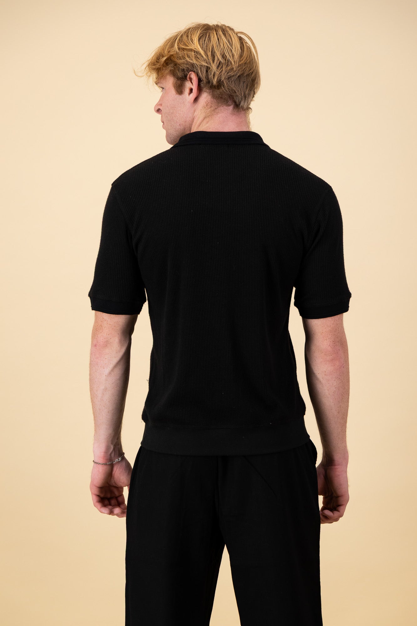 Rayon-rich Rib SS Polo Black