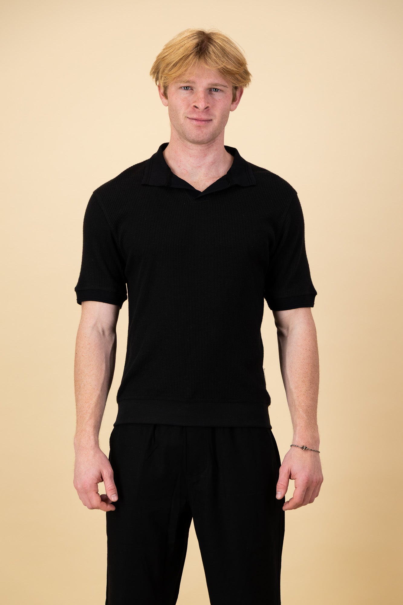 Rayon-rich Rib SS Polo Black