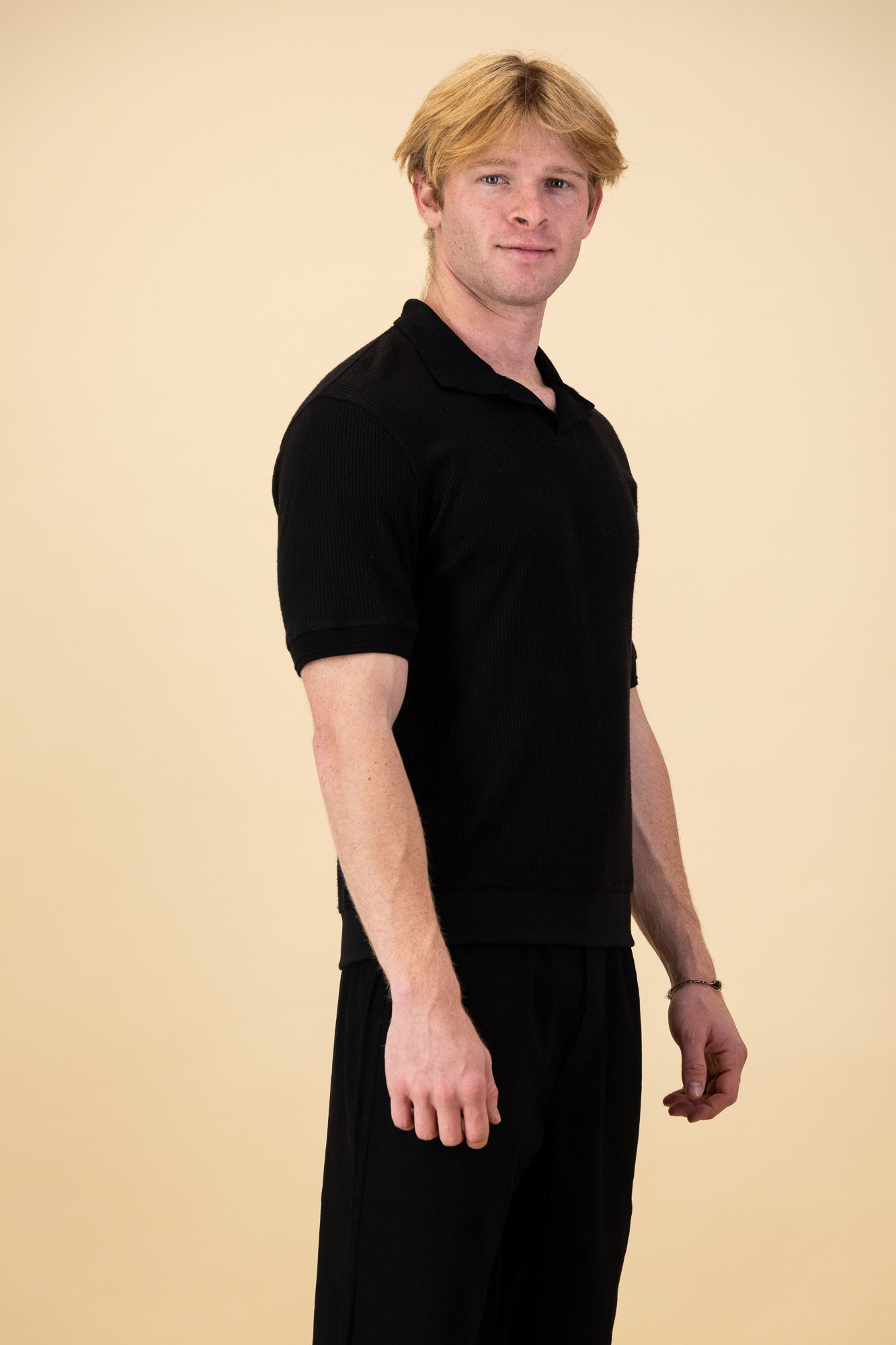Rayon-rich Rib SS Polo Black
