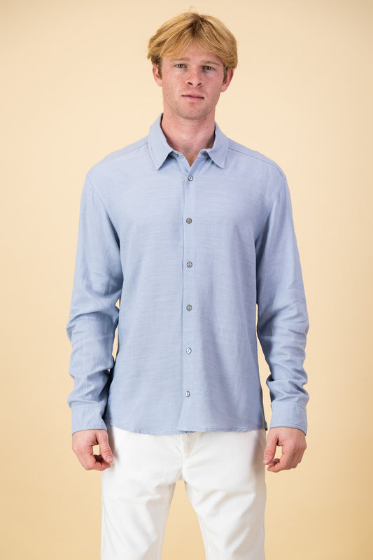 Rayon Linen LS Shirt Ice Blue