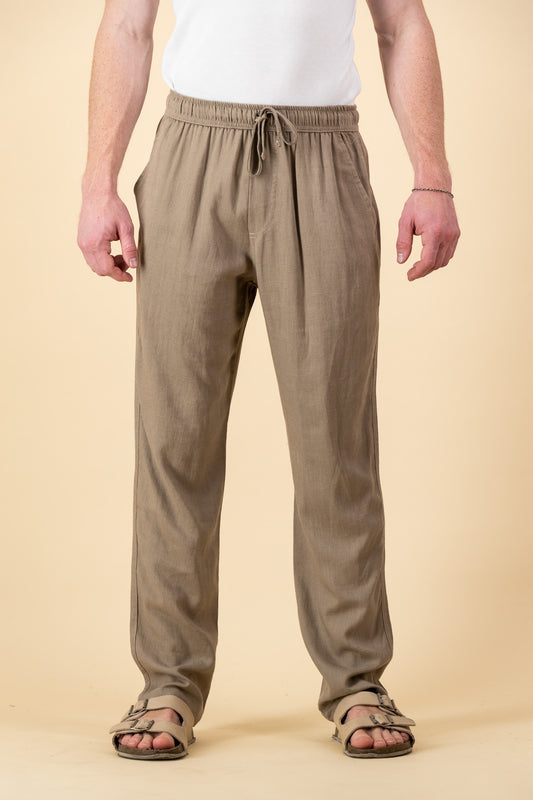 Rayon Linen Comfort Pants Mocha Mousse