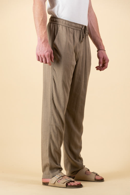 Rayon Linen Comfort Pants Mocha Mousse