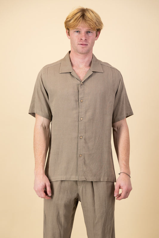 Rayon Linen Shirt Mocha Mousse