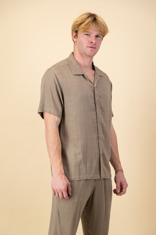 Rayon Linen Shirt Mocha Mousse