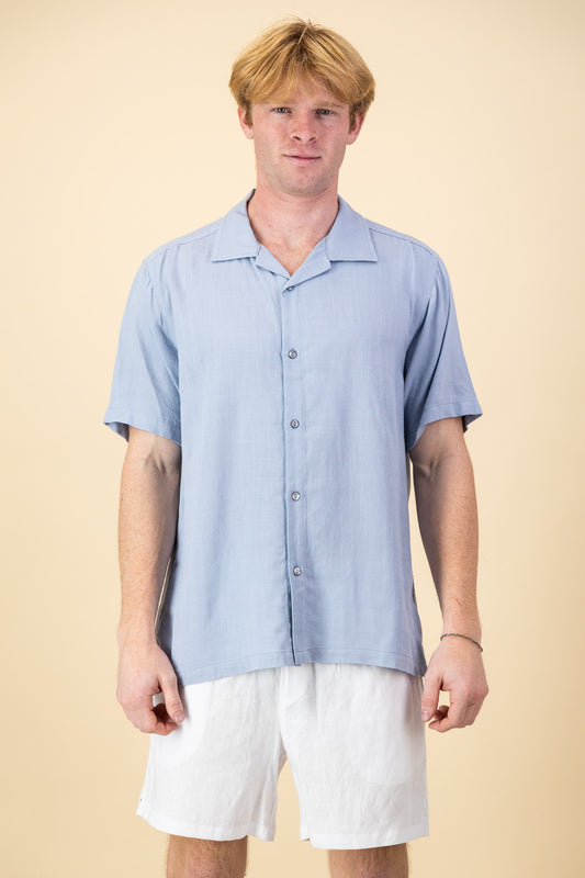 Rayon Linen Shirt Ice Blue