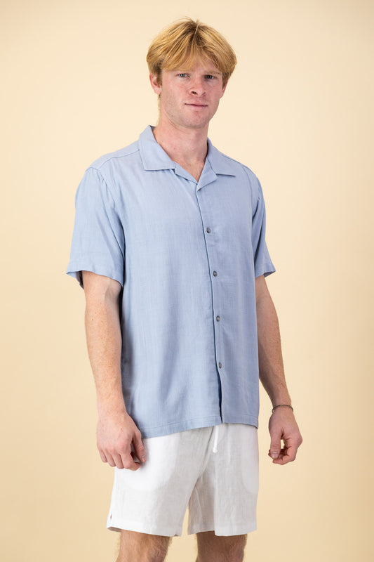 Rayon Linen Shirt Ice Blue