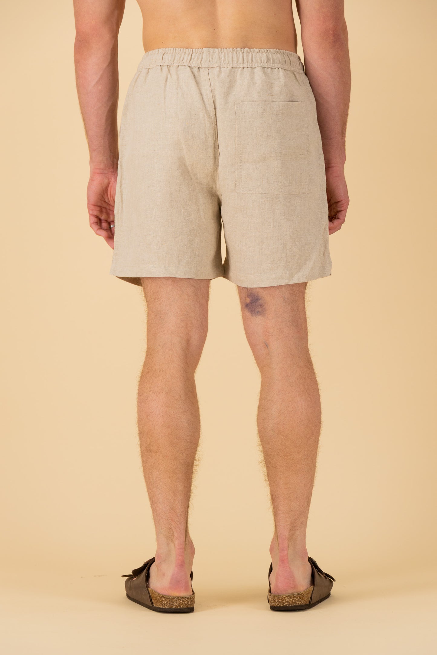 Shorts 100% Linen HW Oat, back view