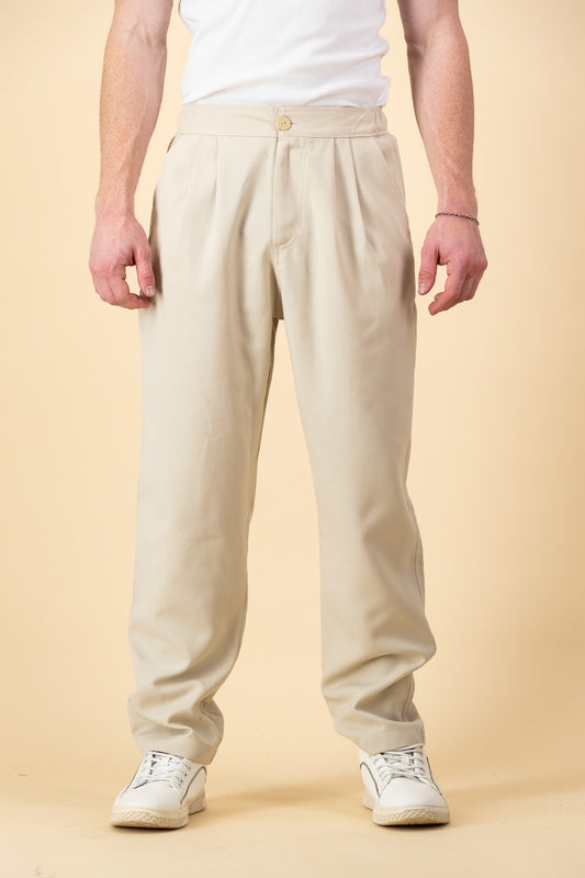 Comfort Vintage Pants Cream Viscose Twill