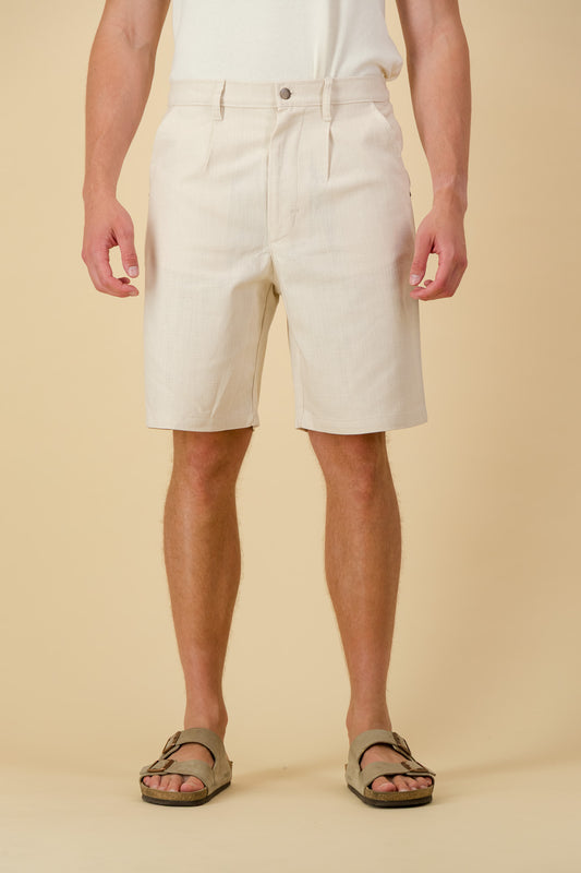 Bermuda Jorts Cotton Denim Cream Slub