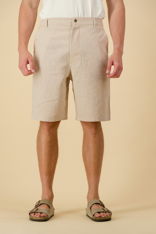 Bermuda Jorts Cotton Sand Slub