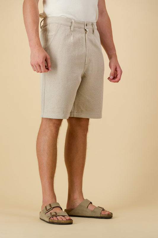 Bermuda Jorts Heavywight Linen Oat Melange
