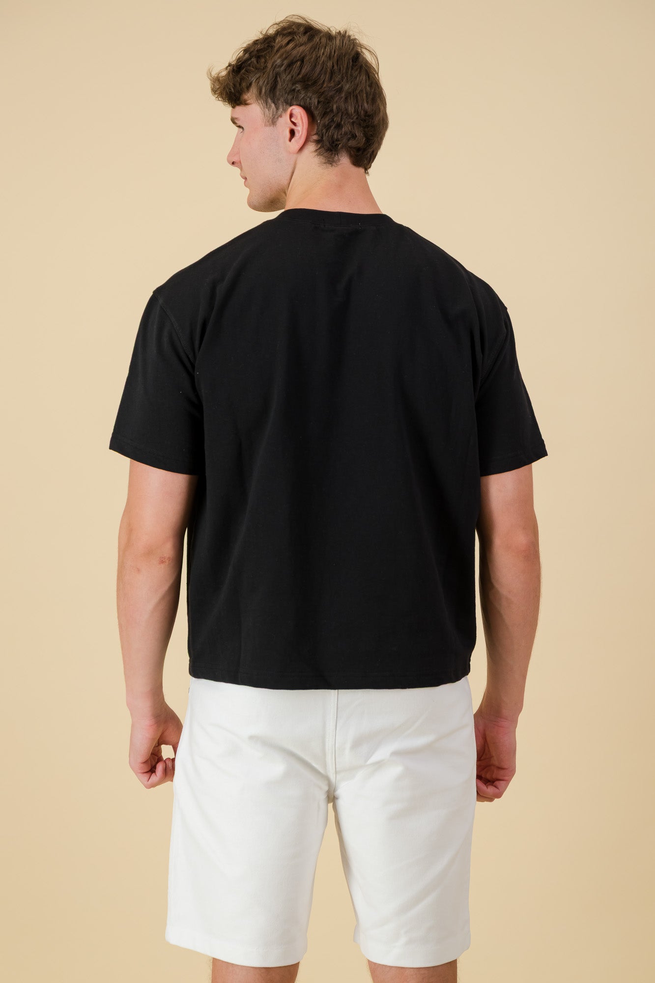 Cotton Fleece Boxy T-Shirt Black