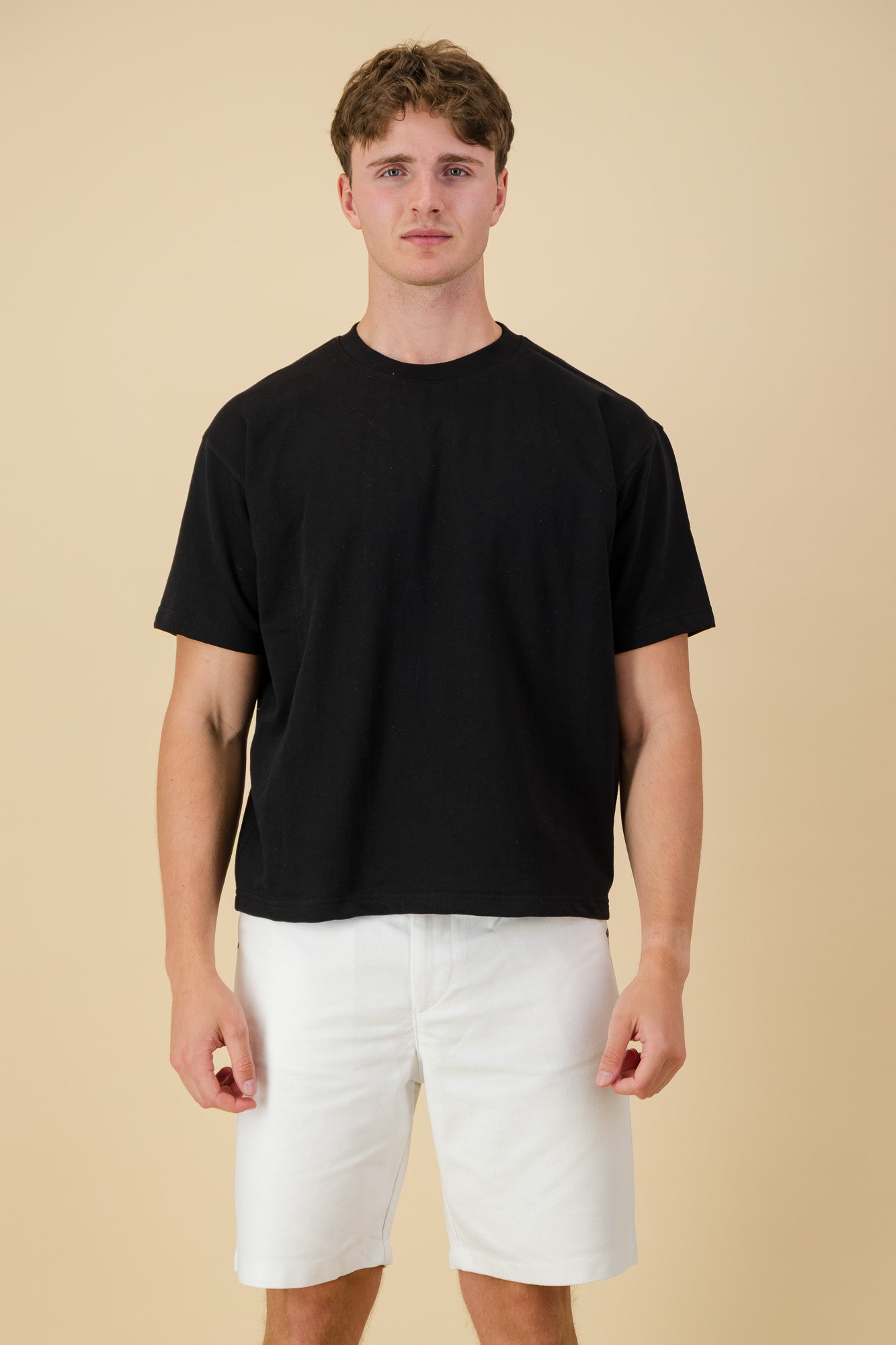 Cotton Fleece Boxy T-Shirt Black