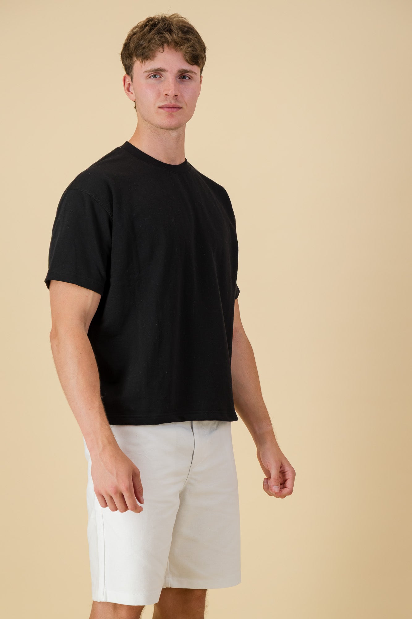Cotton Fleece Boxy T-Shirt Black