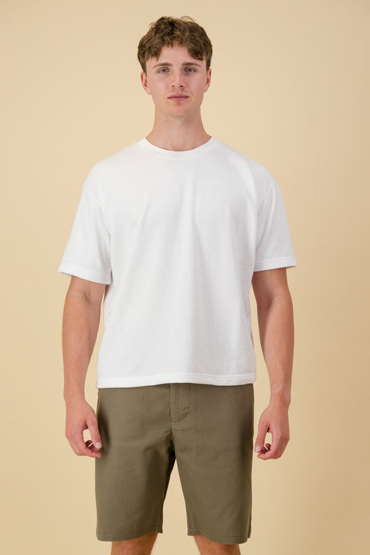 Cotton Fleece Boxy T-Shirt White