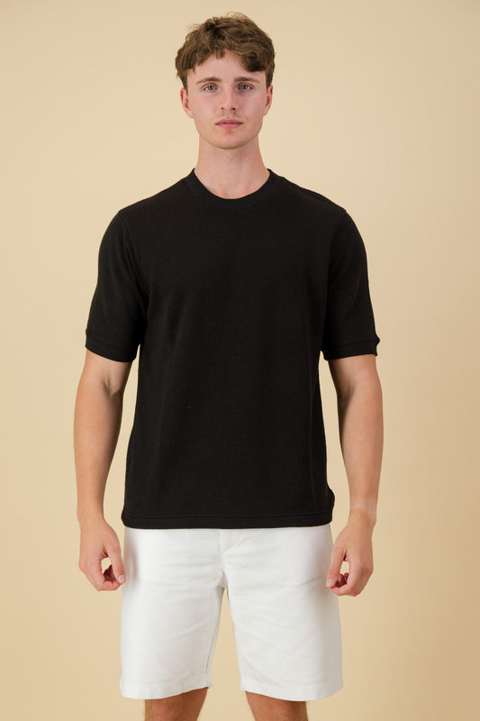 Cashmere-Feel Boxy T-Shirt Black