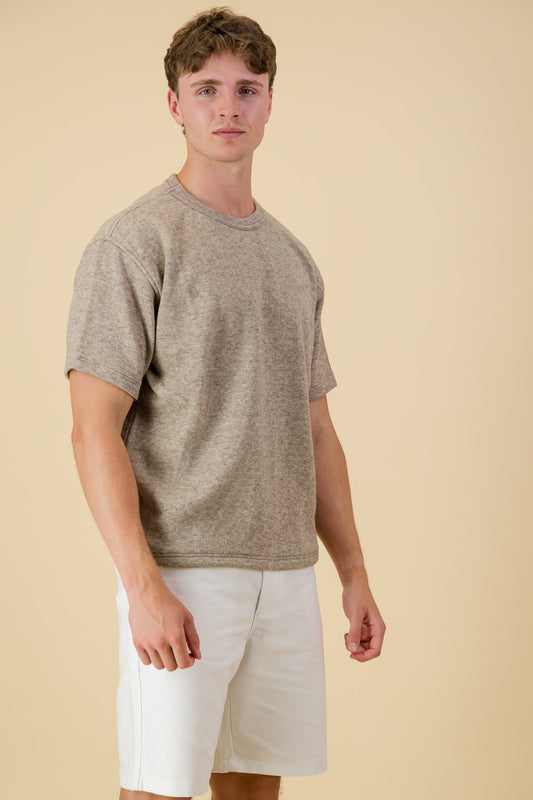 Cashmere-Feel Boxy T-Shirt Brown Melange