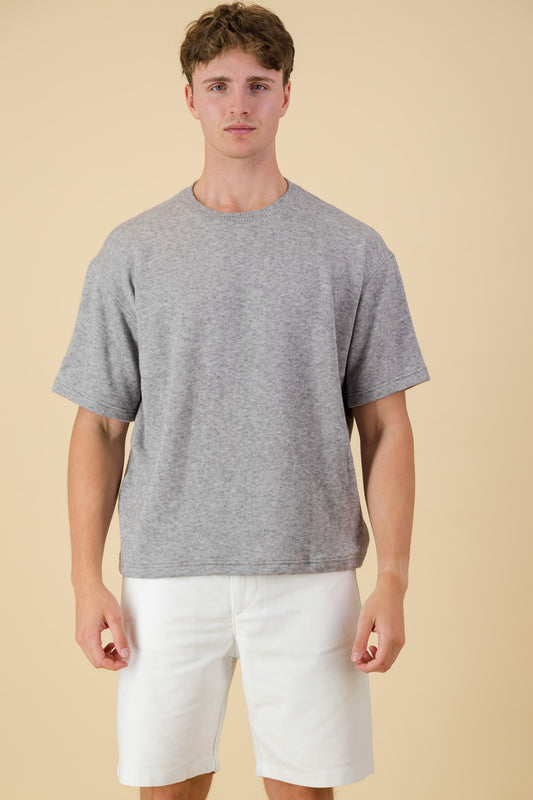 Cashmere-Feel Boxy T-Shirt Grey
