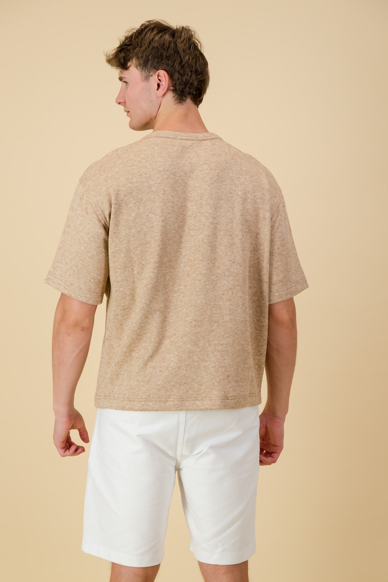 Cashmere-Feel Boxy T-Shirt Sand Melange