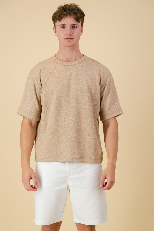 Cashmere-Feel Boxy T-Shirt Sand Melange