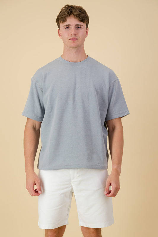 Rayon Knit Boxy T-Shirt Storm Blue