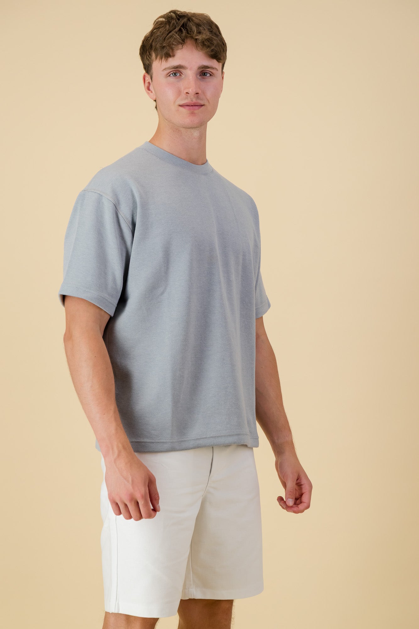 Rayon Knit Boxy T-Shirt Storm Blue