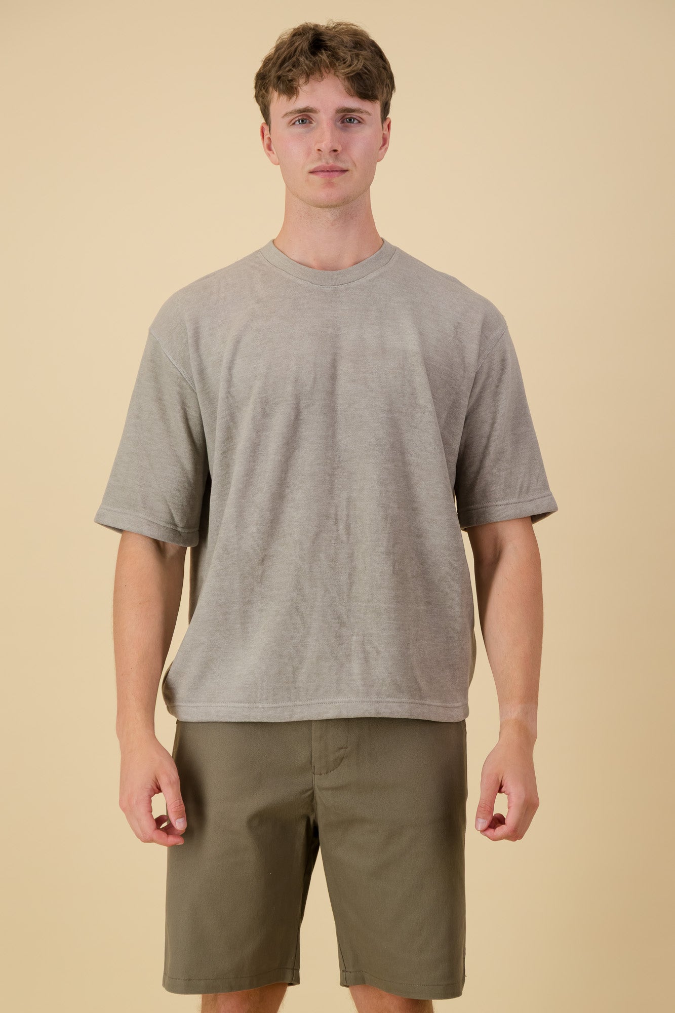 Rayon Knit Boxy T-Shirt Taupe Pigment