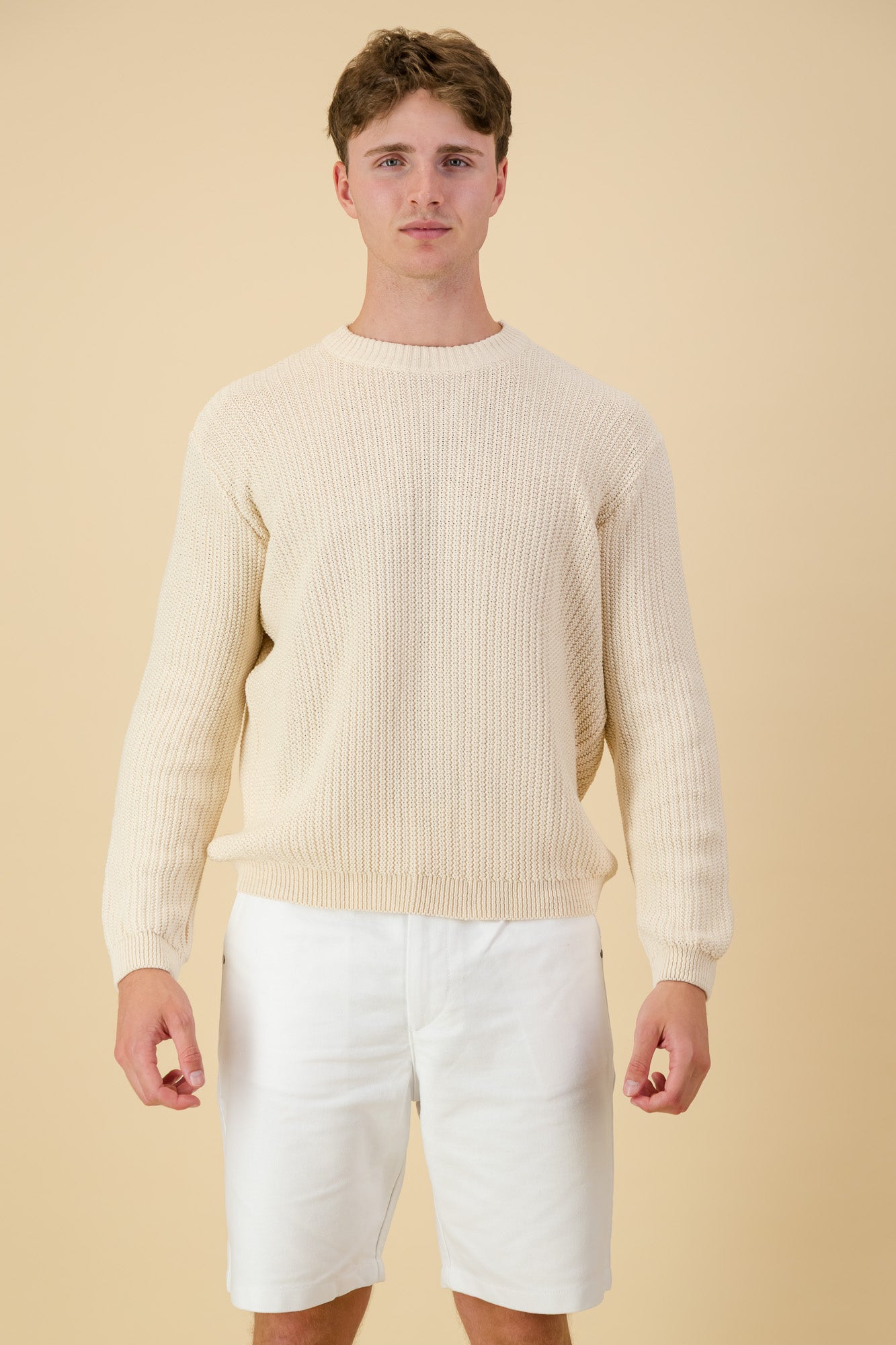 Cotton Cream Crew Neck Sweater