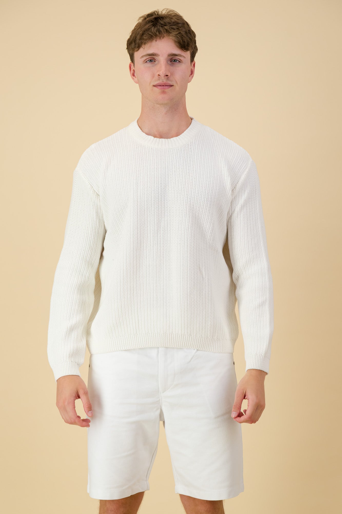 Cotton White Crew Neck Sweater