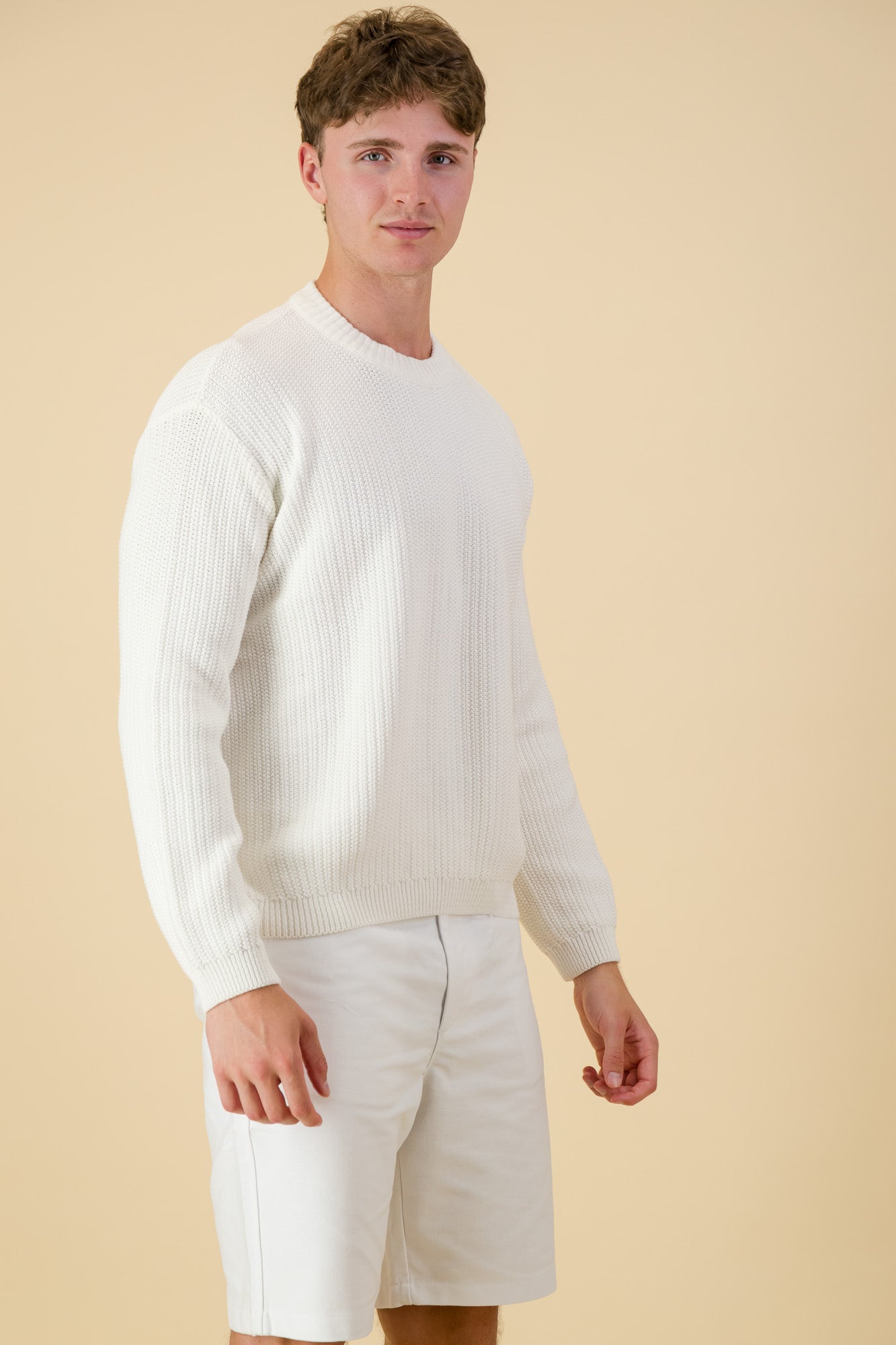 Cotton White Crew Neck Sweater
