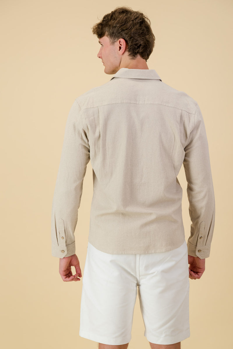 Linen Viscose LS Shirt Oatmeal