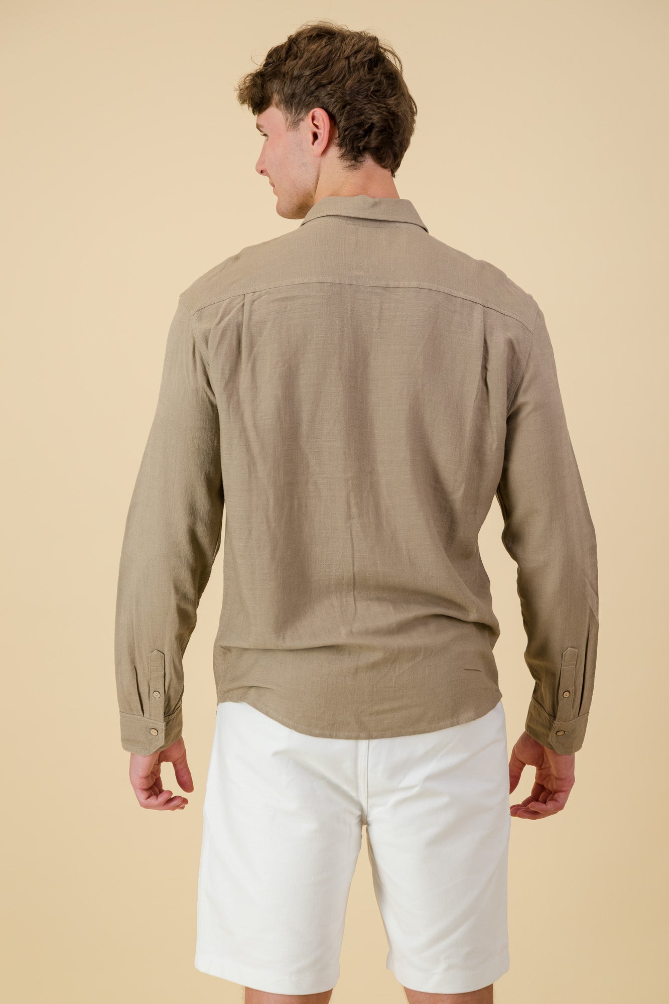 Linen Viscose LS Shirt Taupe