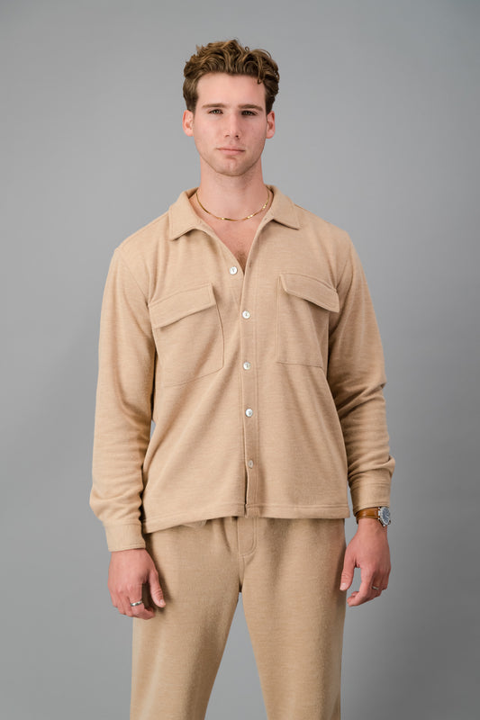 Overshirt Poly Brushed Knit Caramel